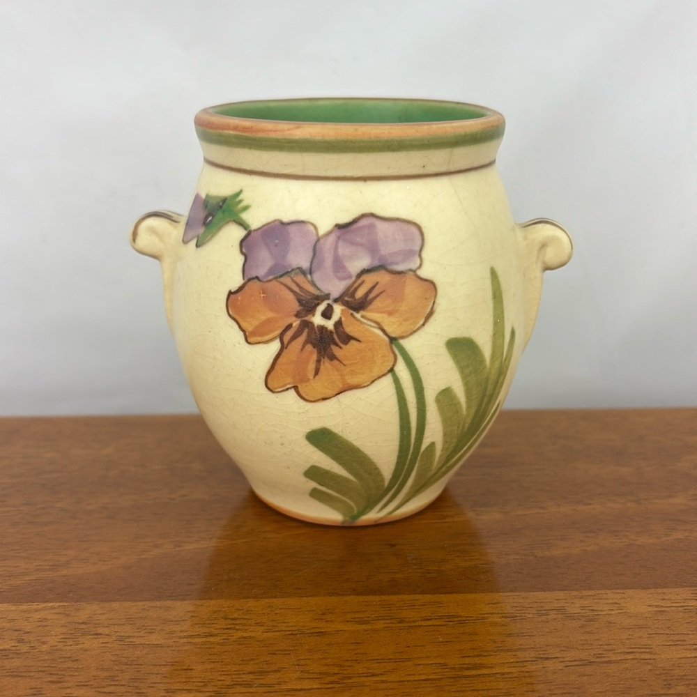 Vintage 1920s-30s Bonito pansy arts and crafts Weller pottery bud vase